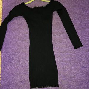 Simple off the shoulder black dress